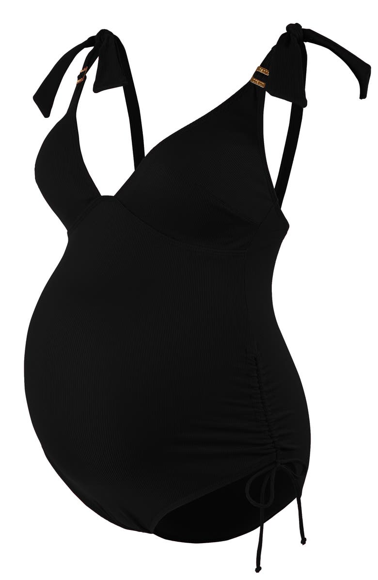 Cache Coeur Porto vecchio maternity swimsuit, Alternate, color, Black
