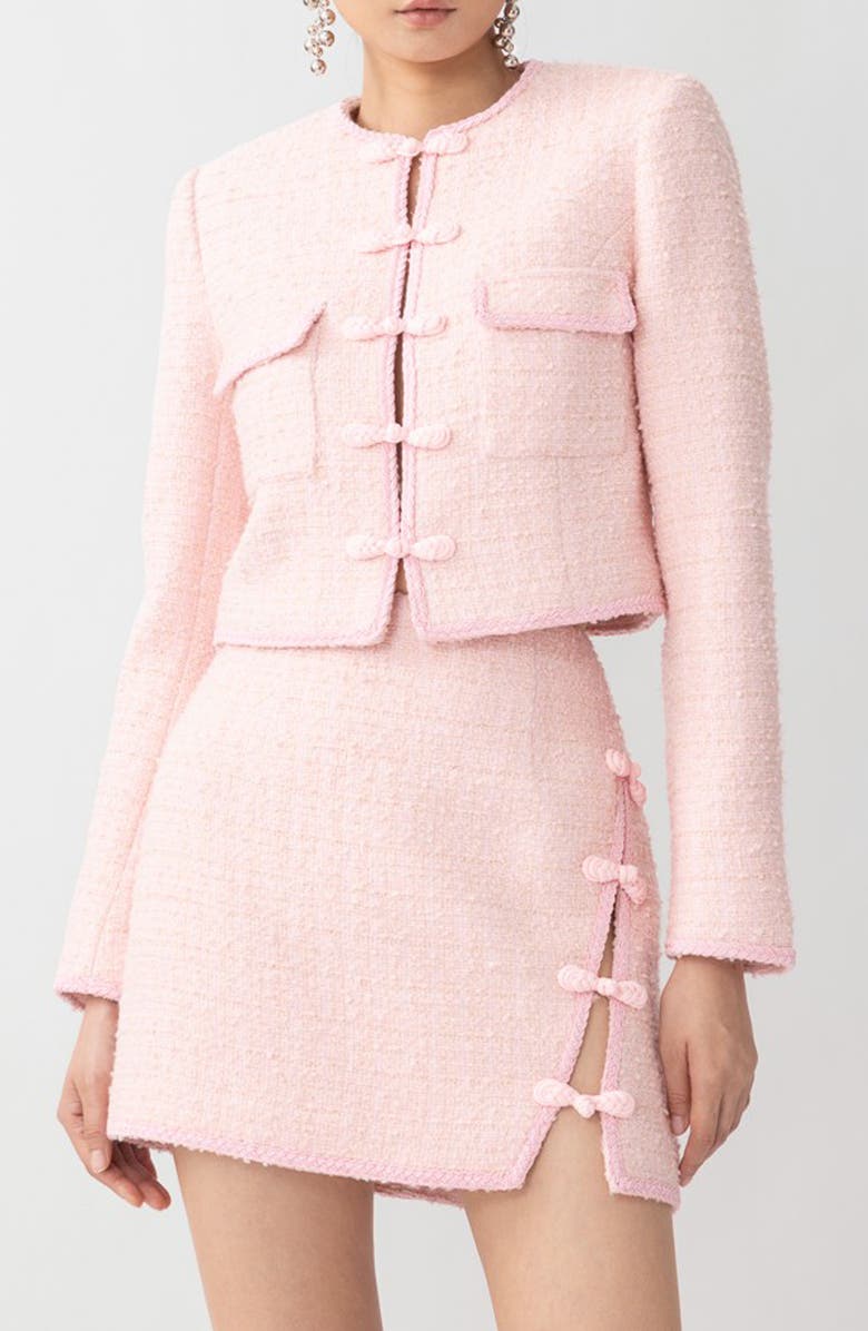 SAU LEE Abbie Metallic Tweed Jacket, Main, color, Pastel Pink