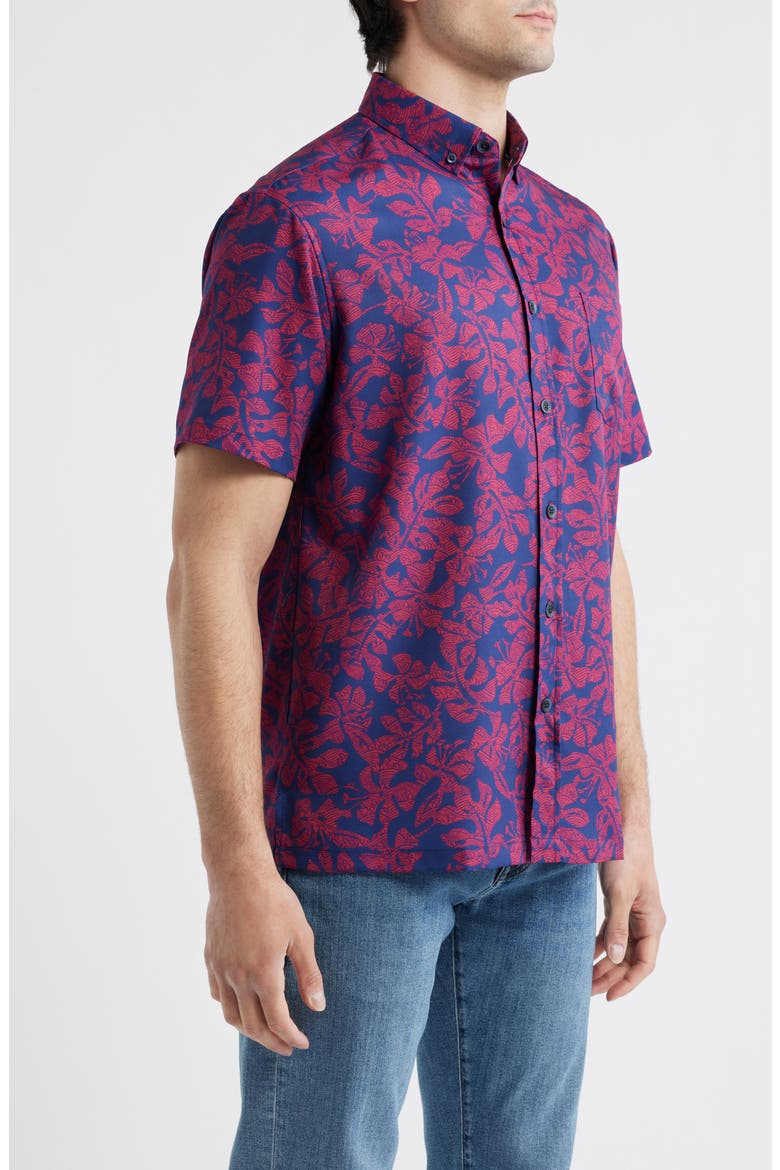 Tide Pool Short Sleeve Button-Up Shirt, Alternate, color, NAVY
