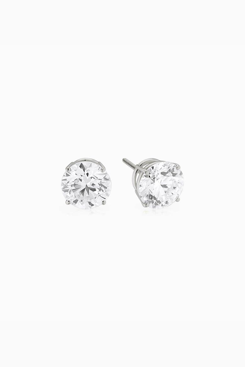 14K Solid Gold Luminous 3 Carat Lab Diamond Classic Studs, Main, color, White Gold, Lab Diamonds
