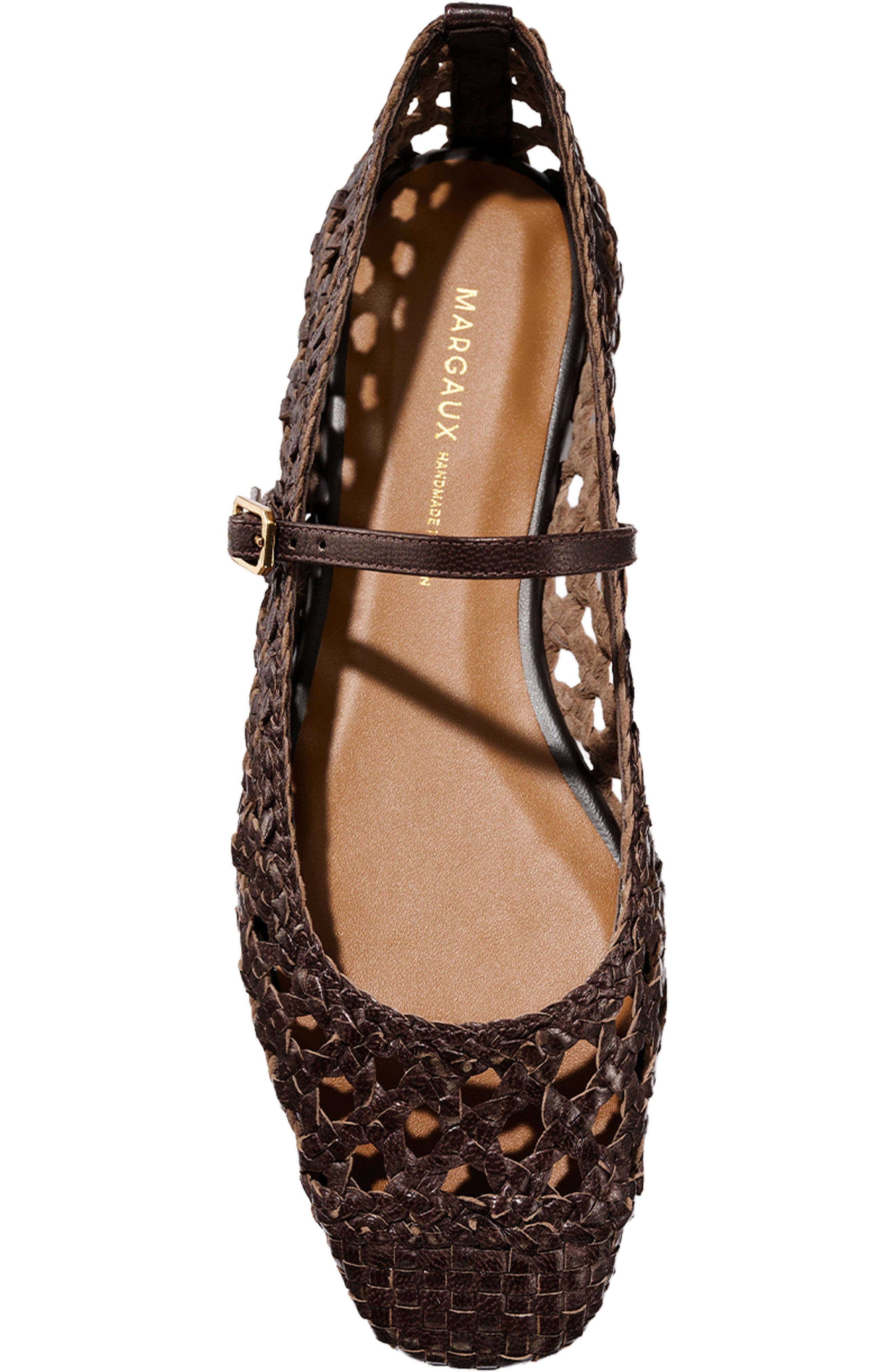 The Woven Fonteyn Jane Flats, Alternate, color, Espresso Leather