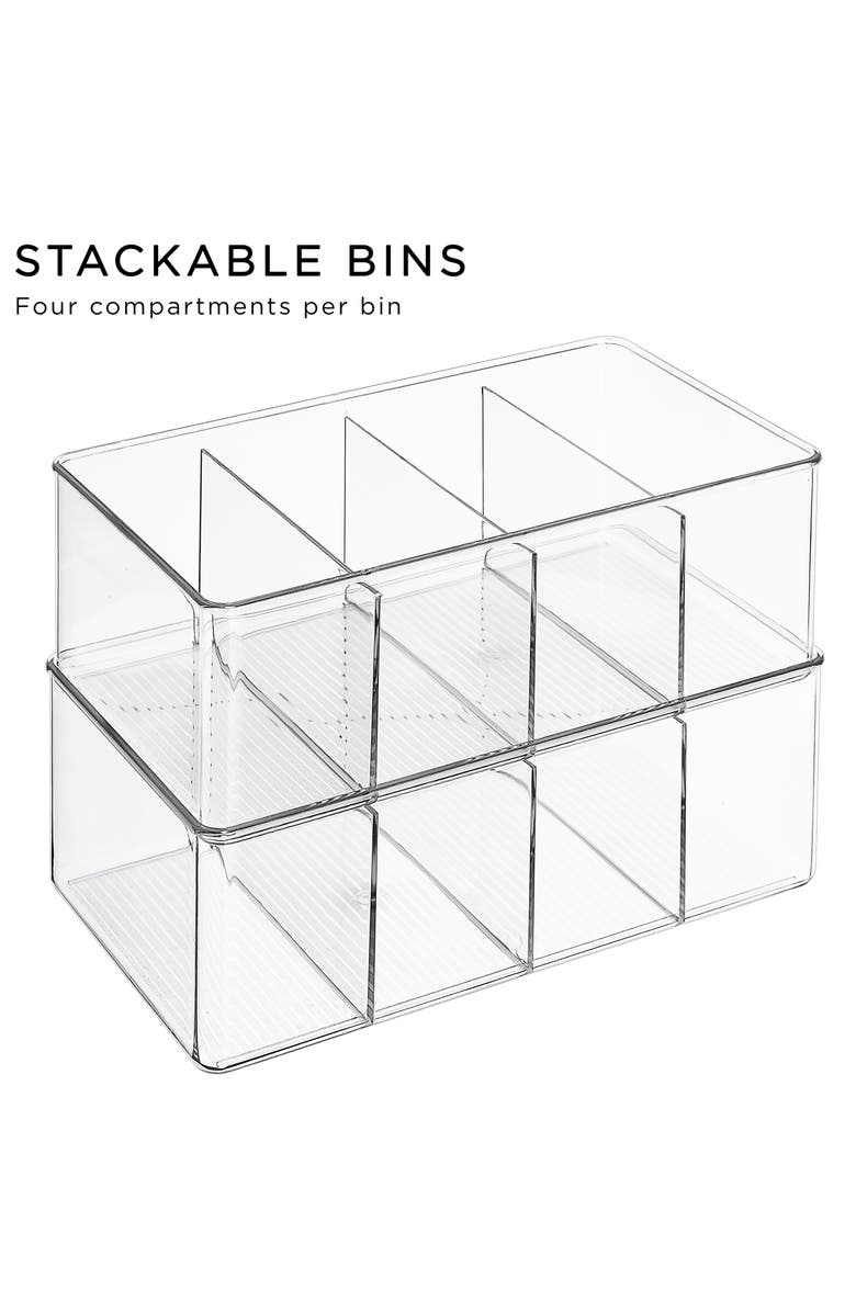 SORBUS 4-Pack Clear Divider Storage Bins, Alternate, color,