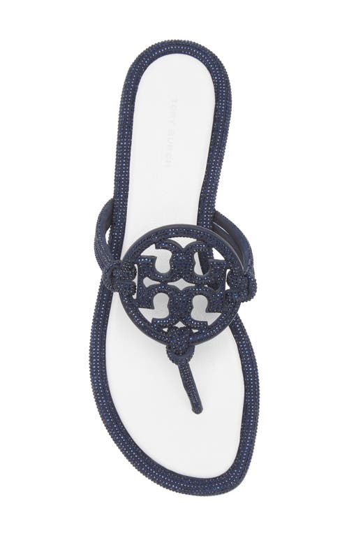 Tory Burch Miller Knotted Pavé Knotted Sandal In Perfect Navy/optic White