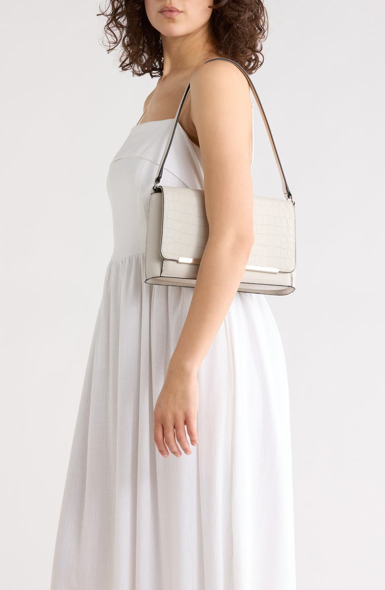 Calvin Klein Alia Croc Embossed Shoulder Bag, Alternate, color, Beach Pebble