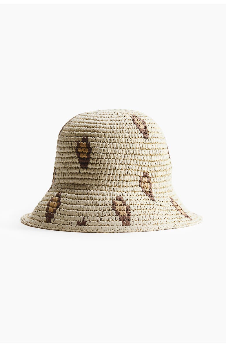 H&M Straw Hat, Main, color, Beige/Leopard Print