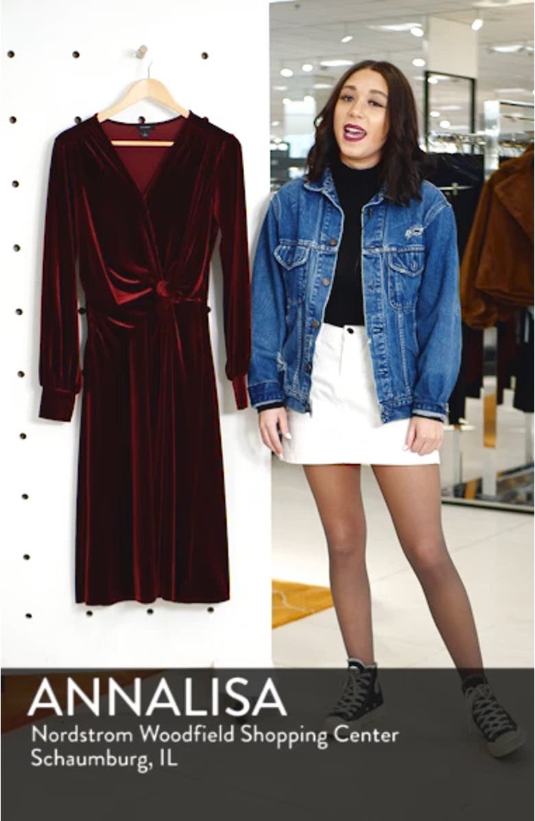Velvet Faux Wrap Dress, sales video thumbnail
