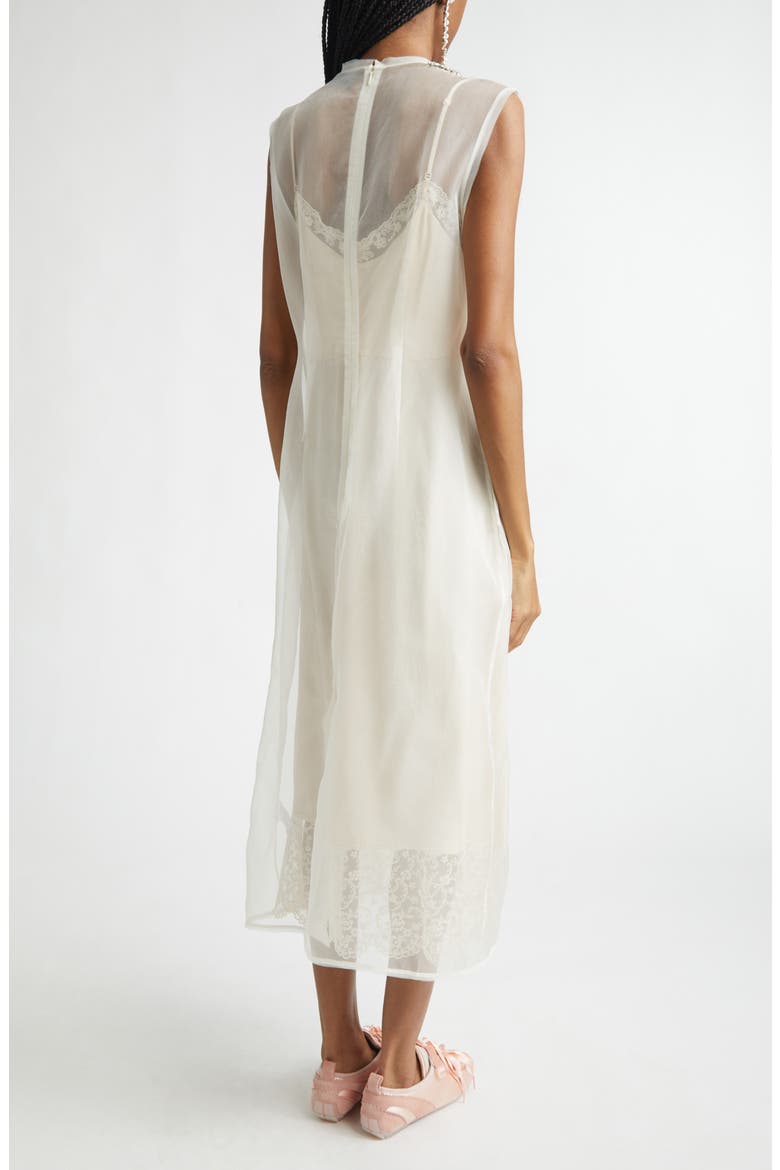 Crystal Embellished Frayed Silk Organza Column Dress, Alternate, color, IVORY/ TAUPE/ PEARL/ CLEAR