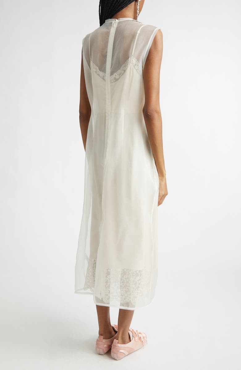 Simone Rocha Crystal Embellished Frayed Silk Organza Column Dress, Alternate, color, Ivory/ Taupe/ Pearl/ Clear