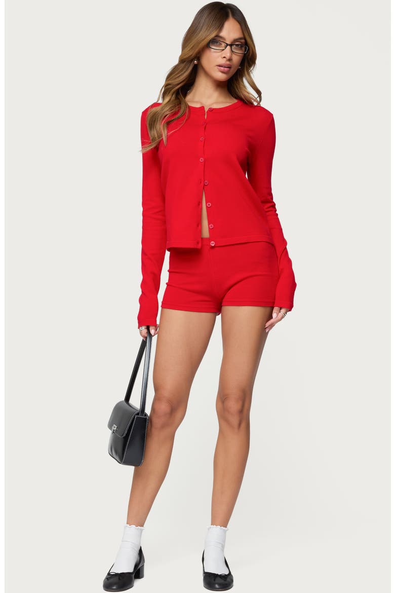 Maycee Knit Micro Shorts, Alternate, color, RED
