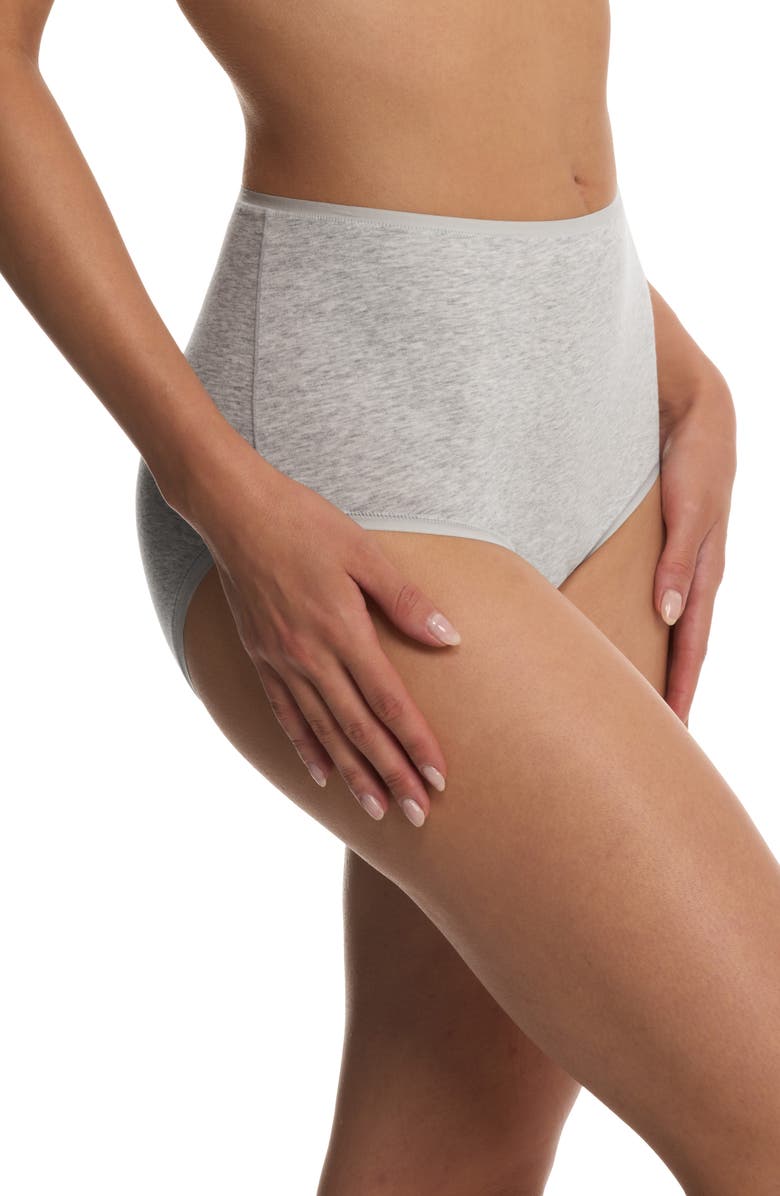 Natori Bliss Bare Cotton High Waist Briefs, Alternate, color, Light Grey Heather