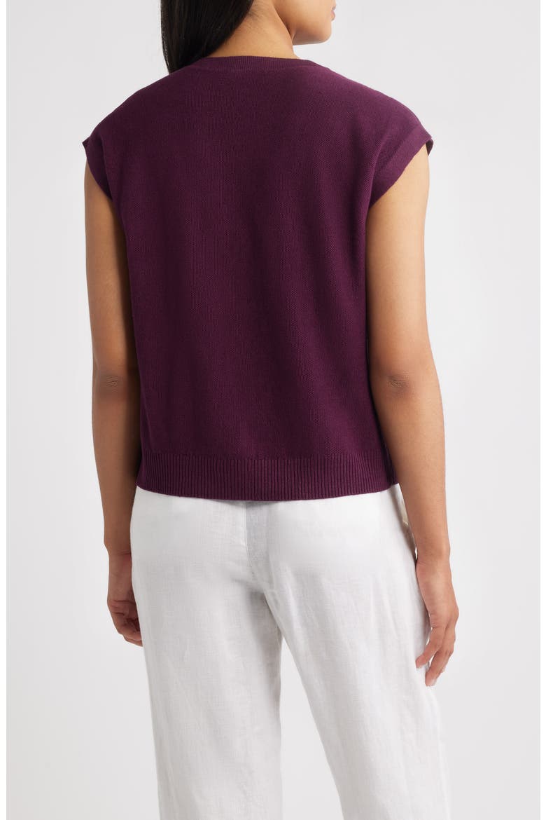 Cap Sleeve Organic Linen & Organic Cotton Sweater, Alternate, color, BLACKBERRY