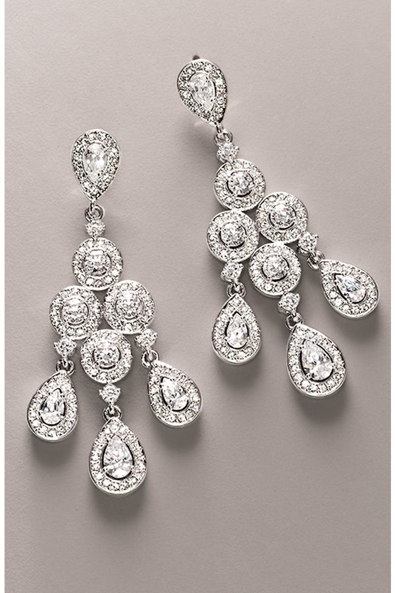 Framed Chandelier Earrings, Alternate, color, SILVER/ CLEAR