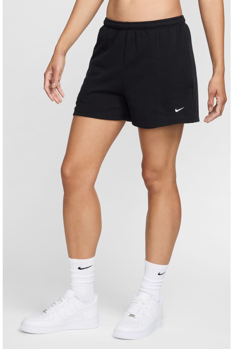 Chill High Waist French Terry Shorts, Main, color, 010 010 BLACK/SAIL