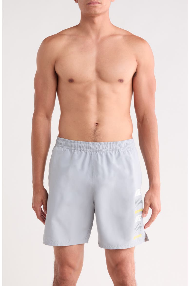 7-Inch Breaker Stacked Swim Shorts, Main, color, WOLF GREY