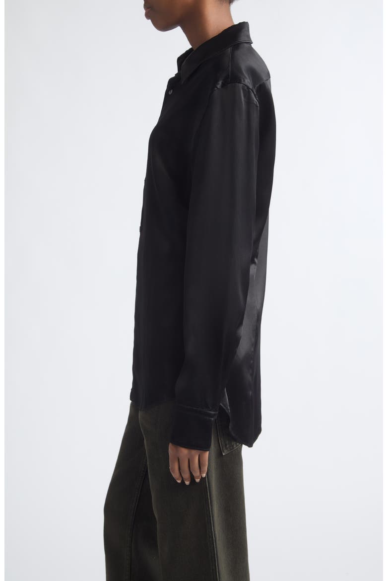 Molten Satin Button-Down Shirt, Alternate, color, TAR