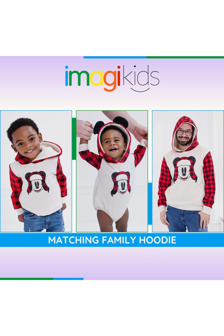 Mickey Mouse Holiday Fleece Hooded Pullover, Alternate, color, Oatmeal Mickey Plaid