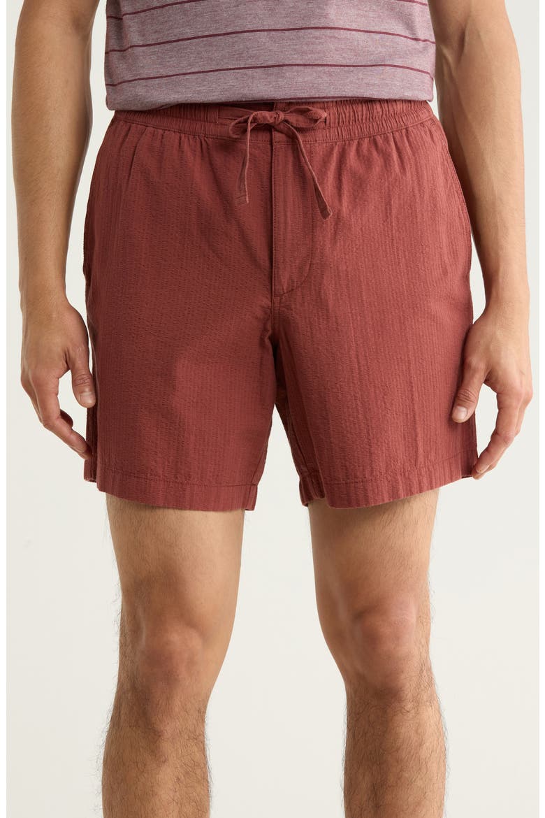 7-Inch Cotton Seersucker Shorts, Main, color, BROWN SABLE
