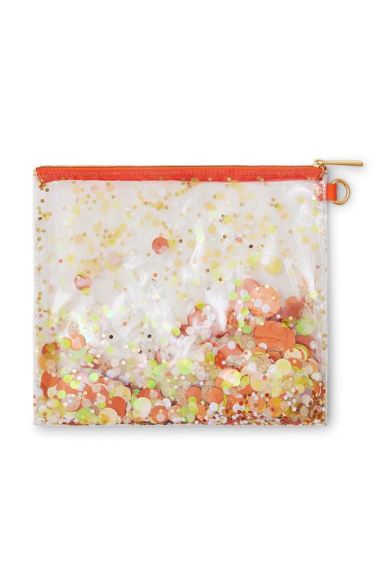 Spirit Squad Confetti Everything Pouch Makeup Bag Travel BagCosmetic Bag for Women, Main, color, Orange