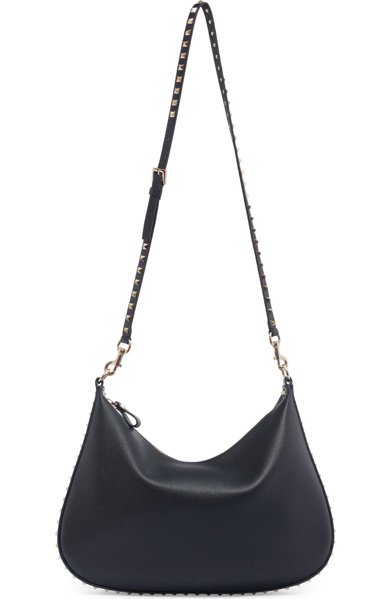 Valentino Garavani Rockstud Leather Hobo Bag, Alternate, color,