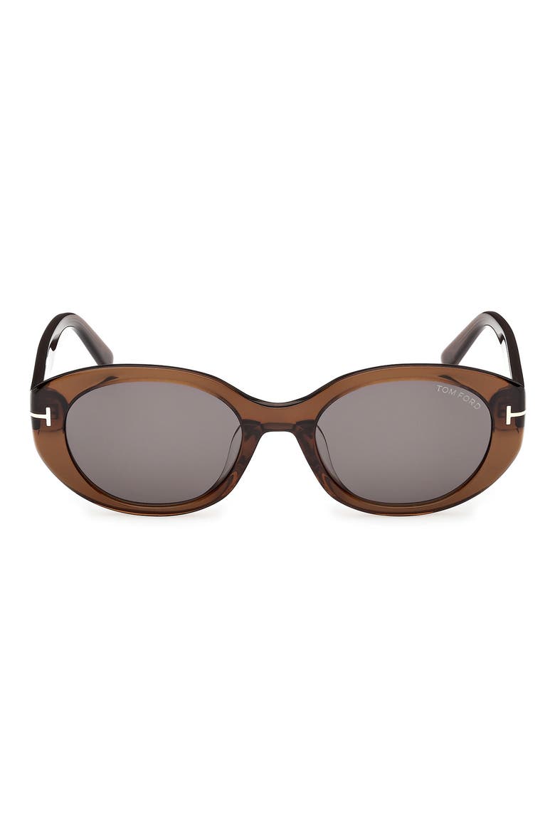 54mm Oval Sunglasses, Main, color, SHINY LIGHT BROWN / SMOKE