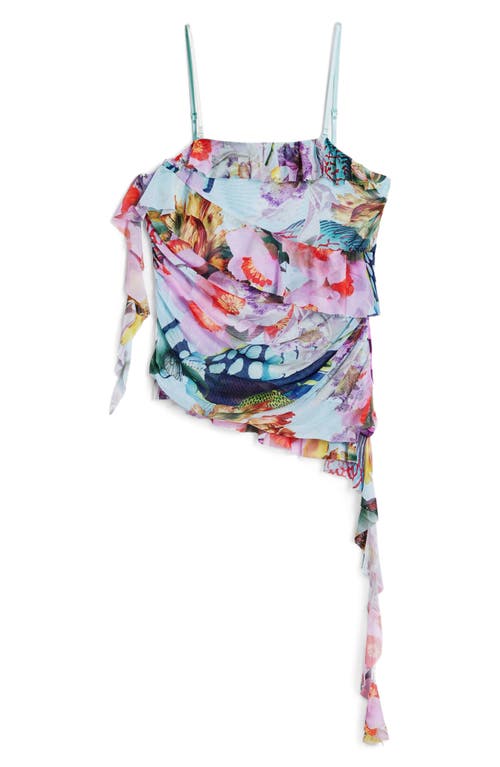 Desigual Ruffle Strapless Top In Multi