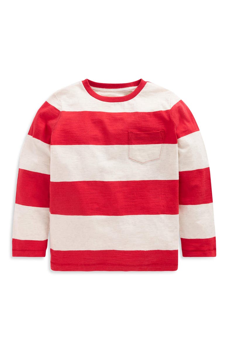 Kids' Everyday Long Sleeve Striped T-Shirt, Main, color, MERIDA RED / IVORY