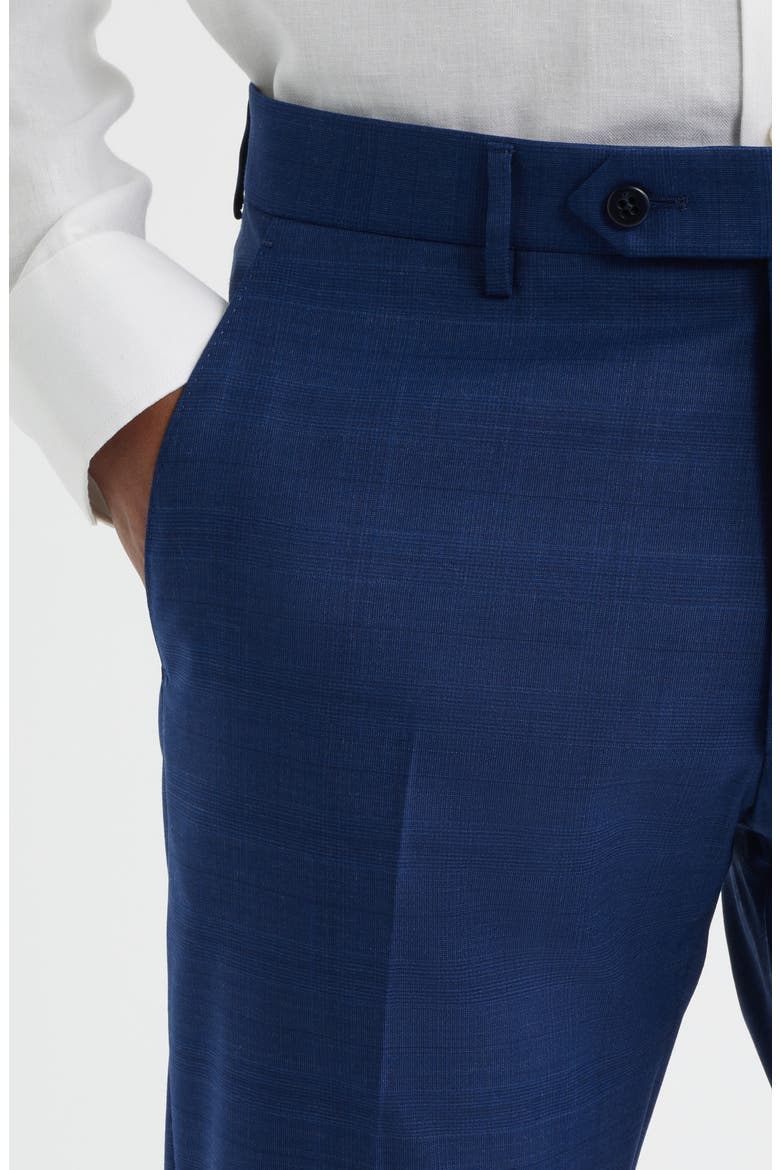 Noah Navy Glen Check Flat Front Wool & Cotton Dress Pants, Alternate, color, NAVY