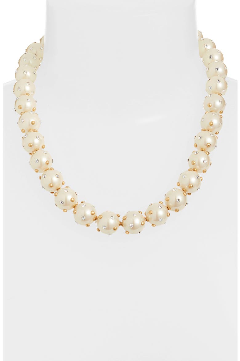 studded pearly bead necklace, Alternate, color, CREAM MULTI