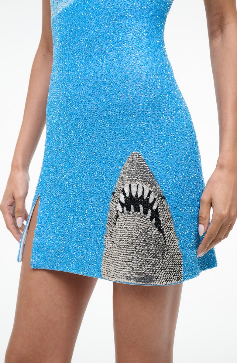STAUD Le Sable Sequin Shark Detail Cocktail Minidress, Alternate, color, Great White
