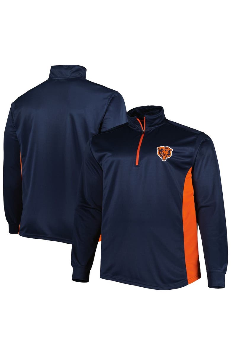 PROFILE Men's Navy Chicago Bears Big & Tall Quarter-Zip Top, Alternate, color,
