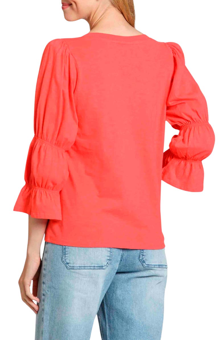 APNY Renaissance Sleeve Cotton Slub Top, Alternate, color, Hot Coral