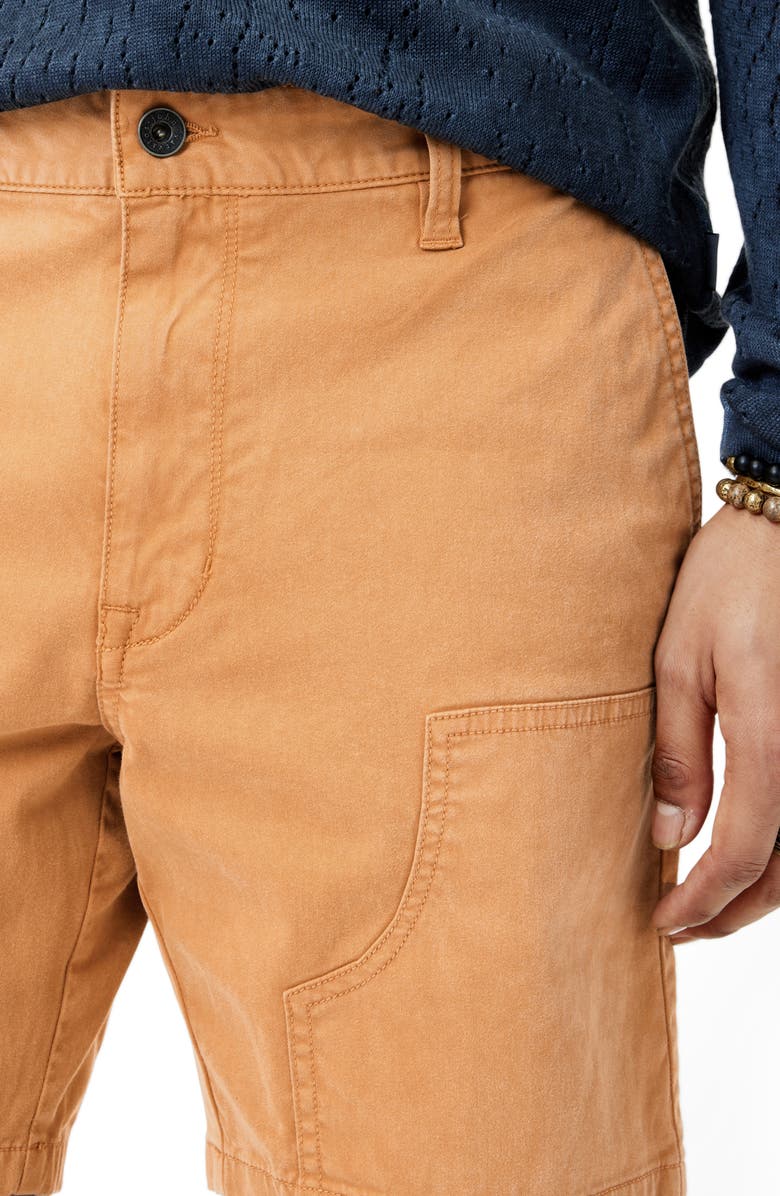 John Varvatos Jayden Seamed Stretch Cotton Shorts, Alternate, color, Copper