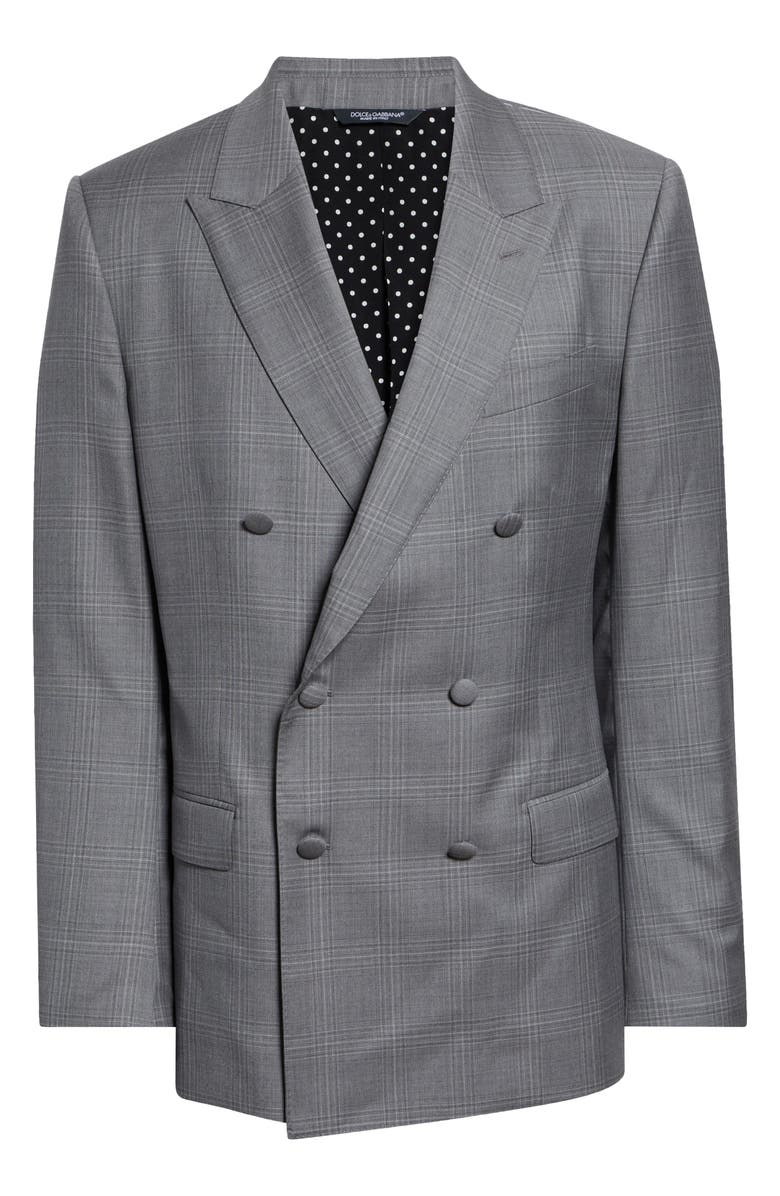 Dolce&Gabbana New Martini Fit Glen Plaid Virgin Wool Double Breasted Blazer, Main, color, Quadri-Check-Tartan