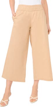 CeCe Smocked Waist Crop Wide Leg Pants
