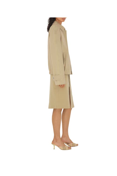 Shop Burberry Cotton Midi Skirt In Beige