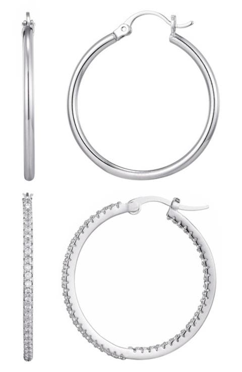 Set of 2 Assorted Infinity Hoop Earrings