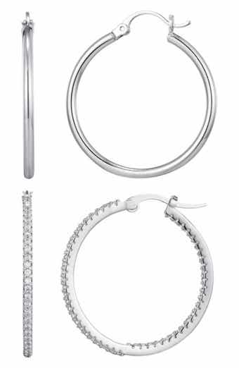 Adornia Set of 2 Assorted Infinity Hoop Earrings