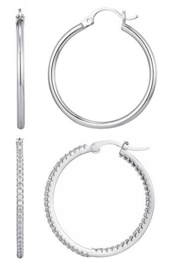 Adornia Set Of 2 Assorted Infinity Hoop Earrings In Silver