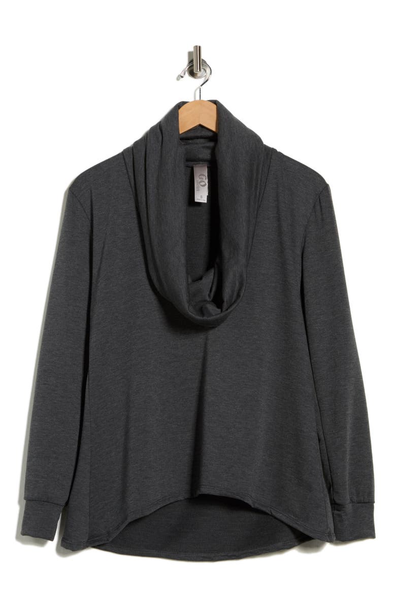 Cowl Neck Asymmetric Sweater, Alternate, color, DARK DULL GRAY