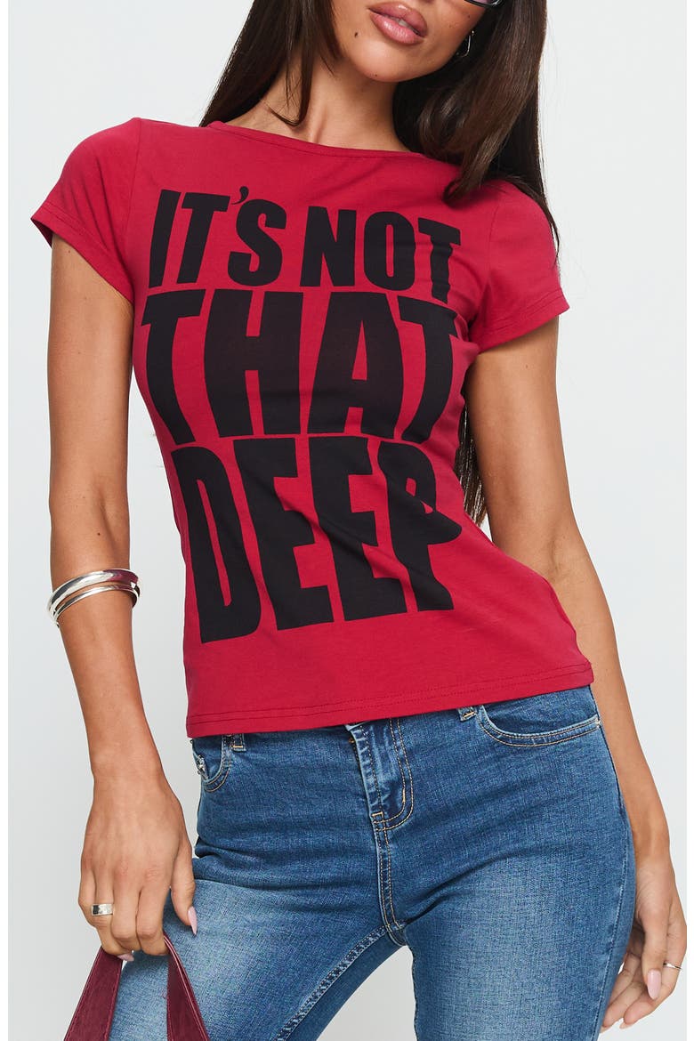 It's Not That Deep Graphic Baby Tee, Main, color, RED