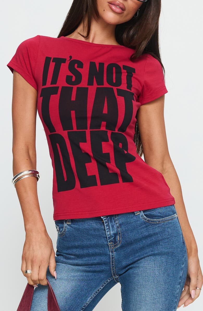 Princess Polly It's Not That Deep Graphic Baby Tee, Main, color,