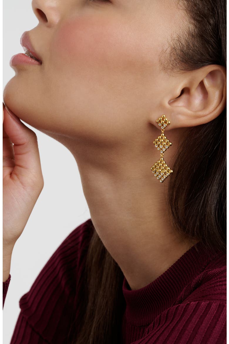 Boa Crystal Bobble Diamond Drop Earrings, Alternate, color, GOLD TONE / CLEAR CRYSTAL