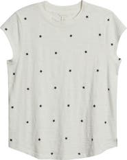 Caslon® Star Embroidered Cap Sleeve T-Shirt