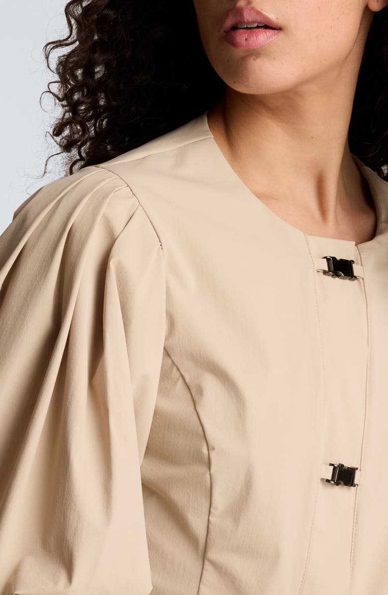 Kenneth Cole Buckle Front Bubble Sleeve Top, Alternate, color, Timeless Taupe