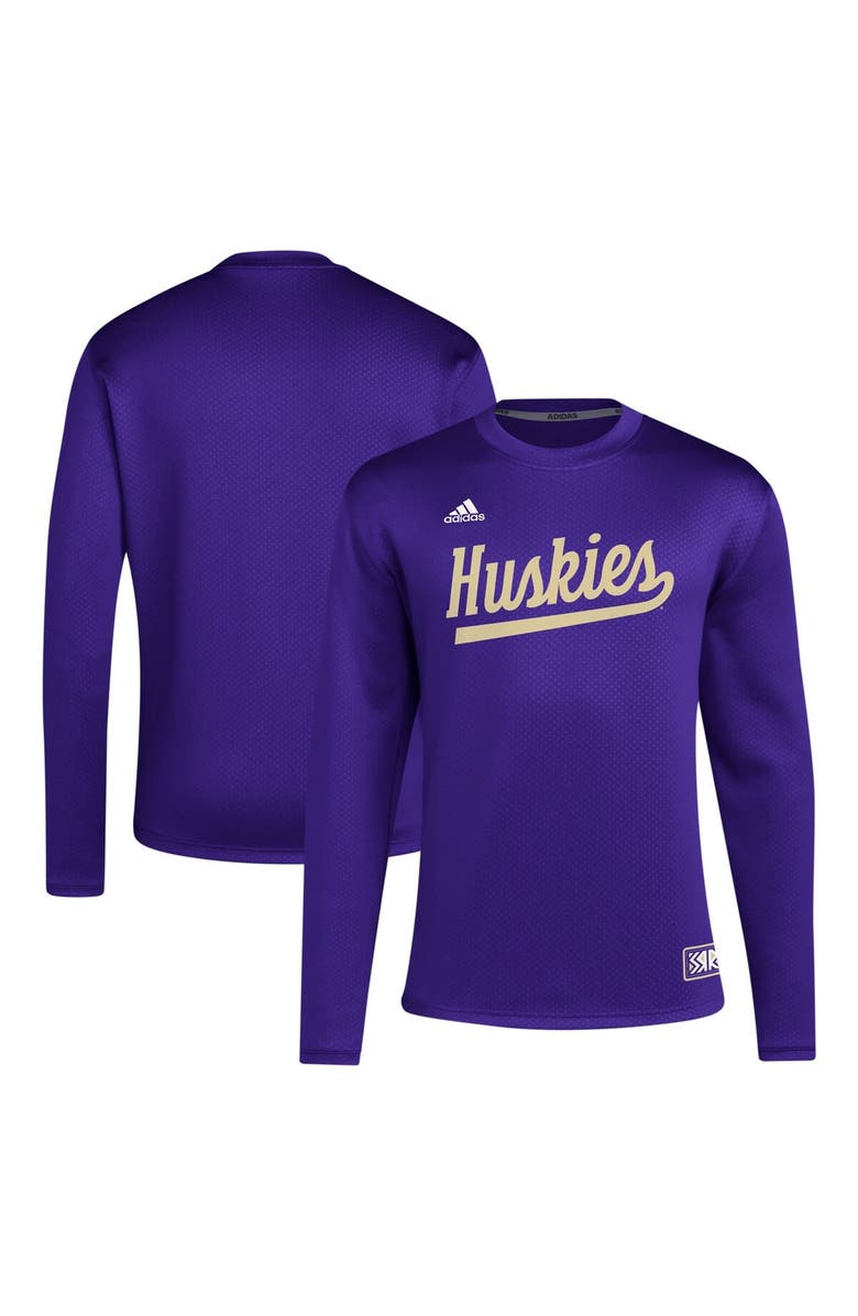 adidas Men's adidas Purple Washington Huskies Reverse Retro Baseball Script Pullover Sweatshirt, Main, color, Purple