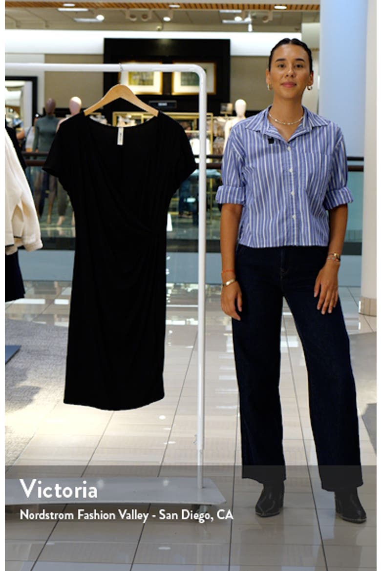 V-Neck Stretch Faux Wrap Dress video