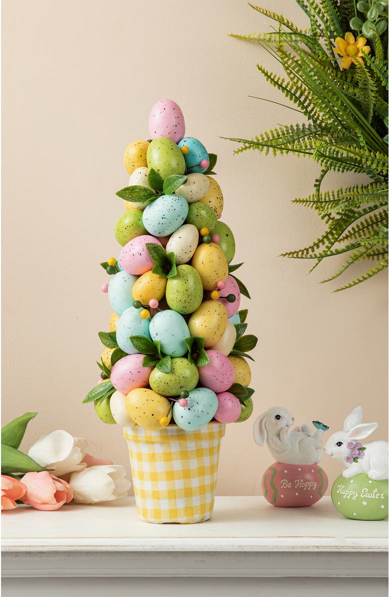 Glitzhome 16"H Easter Egg Table Tree Decor, Alternate, color, Blue