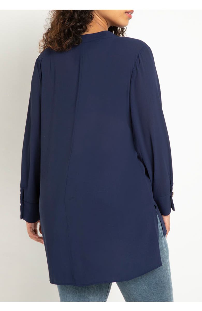 ELOQUII Mandarin Collar Tunic, Alternate, color, Evening Blue