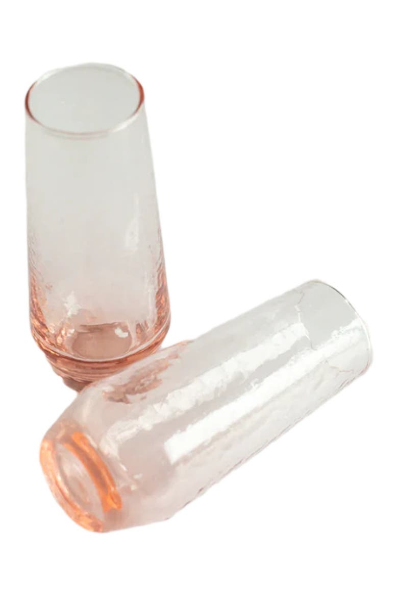 Handblown Hammered Champagne Flutes - Set of 4, Alternate, color, Blush