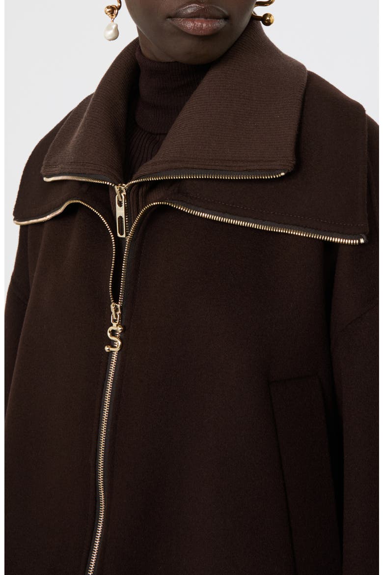 Emiro Virgin Wool Short Coat, Alternate, color, CHOCOLATE